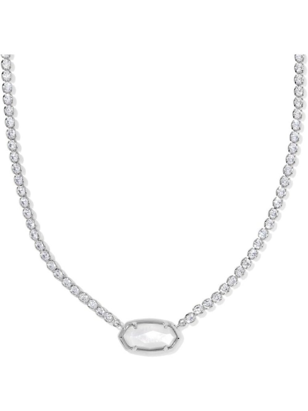Elegant Tennis Necklace with Adjustable Chain, Dainty Gemstone Pendant, Perfect